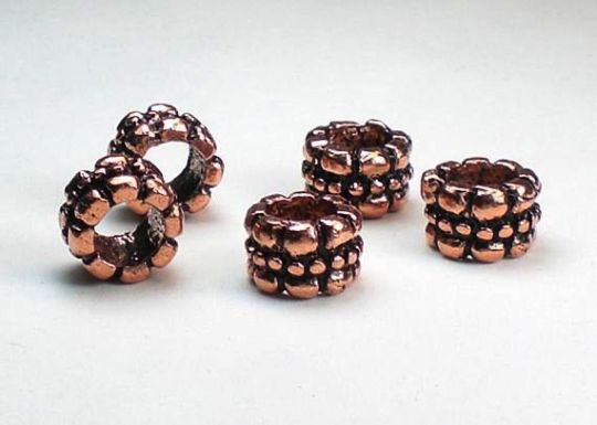 10mm Genuine Copper Large Hole Tube Beads 5 pcs. GC-233