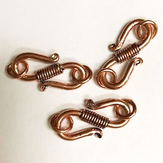 Genuine Copper S-Clasp Wrapped Wire Design 24mm 3 Sets GC-310