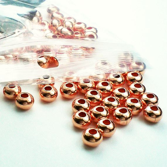 4mm Copper Rondelle Beads Genuine Copper Spacer Beads 144 pcs. GC-347 - Royal Metals Jewelry Supply