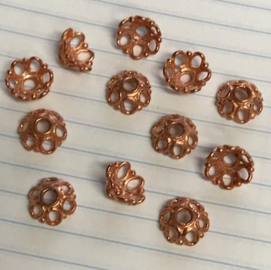 9mm Decorative Bright Copper Bead Caps GC-398-A