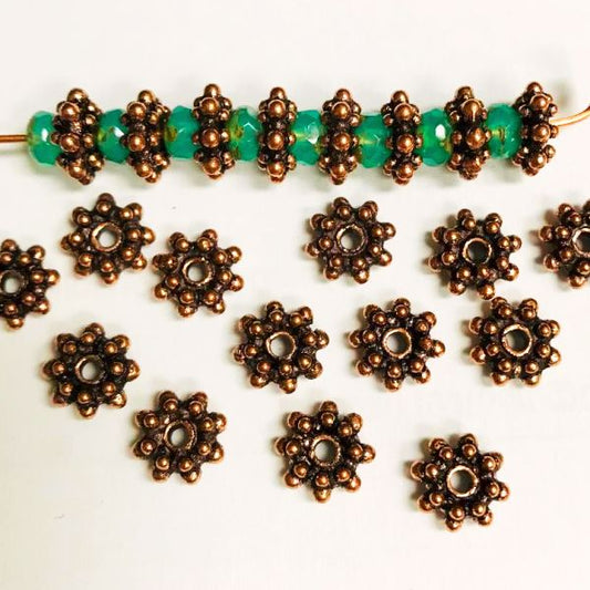 Fancy Triple Daisy Spacer Beads, 9mm Genuine Copper Beads GC-404