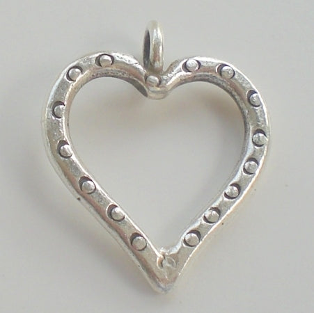 Open Heart Pendant, Karen Hill Tribe Fine Silver 25mm Pendant of Thai Silver 1 pc. HT-133