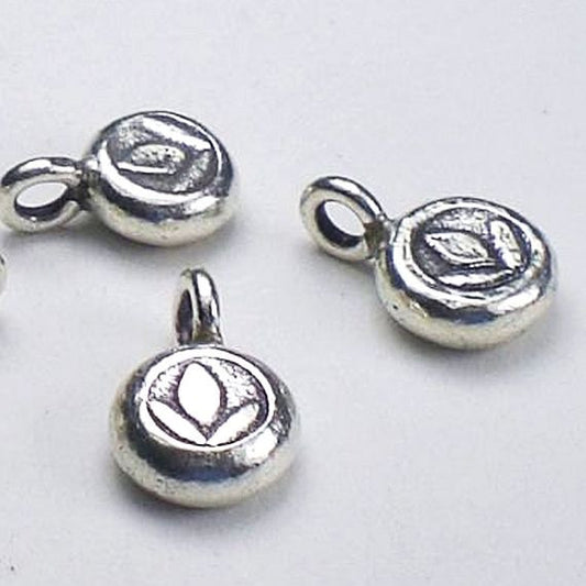 Fine Silver Lotus Blossom Charms Karen Hill Tribe Thai Silver 8x10mm 2 pcs. HT-206-A