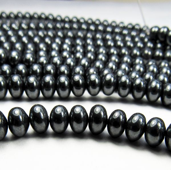 6mm Hematite Rondelle Beads Black Gemstone 8-1/4 In. Strand hem/rondelle