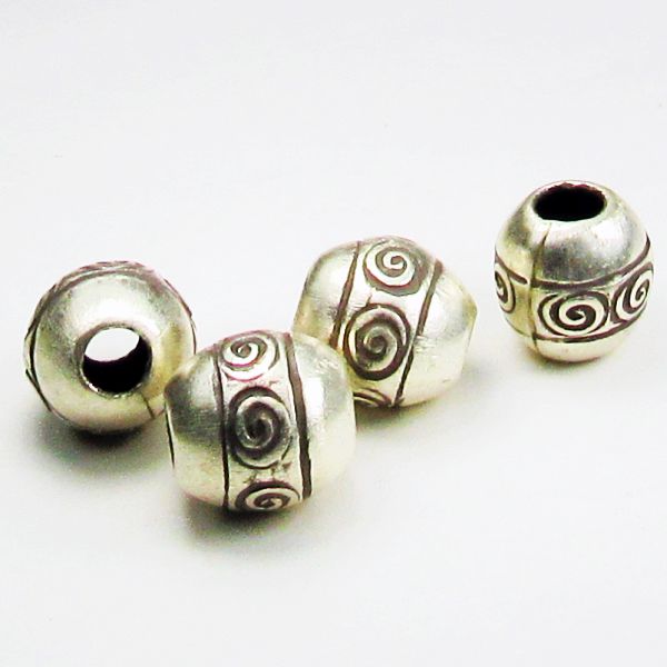 Fine Silver Focal Bead Karen Hill Tribe Bead Ethnic Silver Bead Large Hole Bead 5mm Hole HT-322