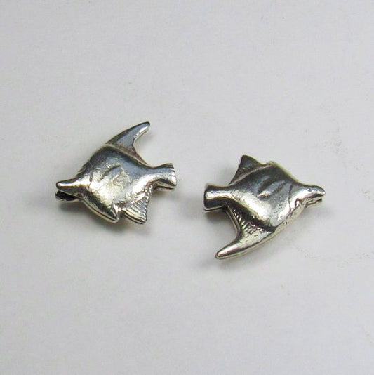 Fine Silver Angel Fish Beads Karen Hill Tribe Fine Silver Beads 1 pc. HT-317