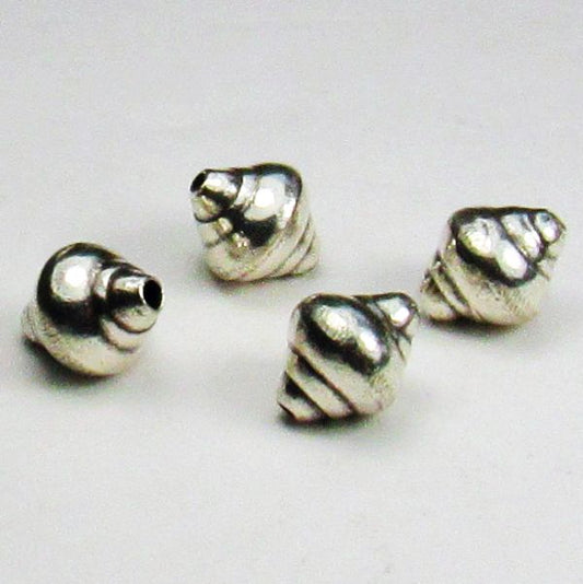 Shell Beads Karen Hill Tribe Fine Silver Shell Bead Bicone Bead 3 pcs. HT-318