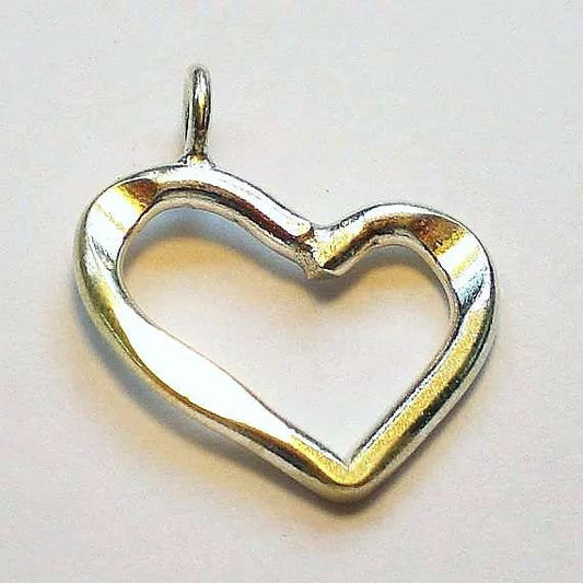 Open Heart Pendant Karen Hill Tribe Fine Silver Hammered 24mm Thai Silver 1 pc. HT-270