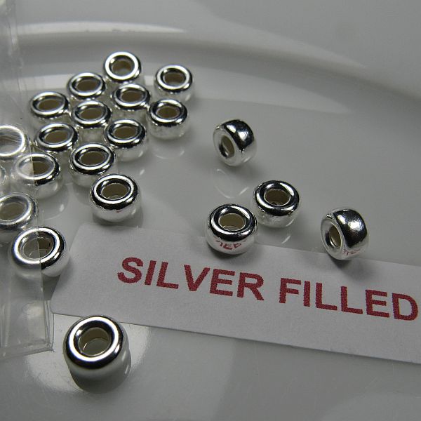 Large Hole Silver Filled Rondelle Beads 6mm 10 pcs. SF-308