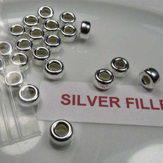 Large Hole Silver Filled Rondelle Beads 6mm 10 pcs. SF-308
