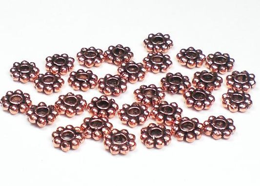 Copper Daisy Spacer, 6mm Genuine Copper Daisy Flower Bead GC-117