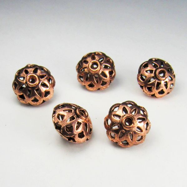 Genuine Copper Saucer Beads 14mm 7pcs. GC-313
