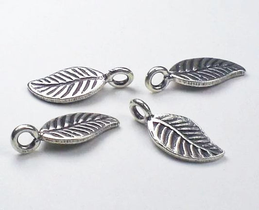 18mm Leaf Charm Hill Tribe Fine Silver Leaves Large Hole 3 pcs. HT-155