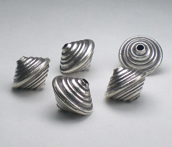 Large Bead Karen Hill Tribe Thai Fine Silver Concentric Lined Bicone Bead Large Hole HT-321