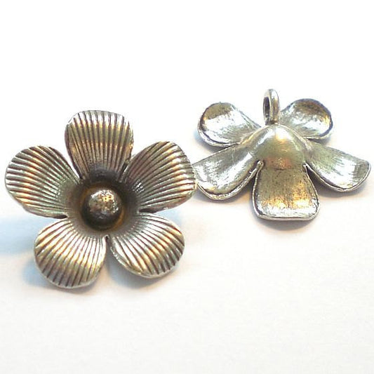 Karen Hill Tribe Flower Pendant 24mm Fine Silver Flower Pendant HT-285