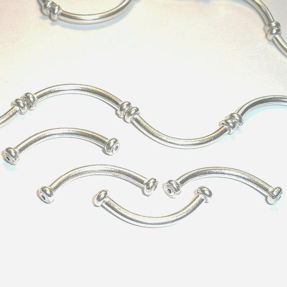 23mm Hill Tribe Curved Tubes Fine Silver 4 pcs. HT-283 - Royal Metals Jewelry Supply