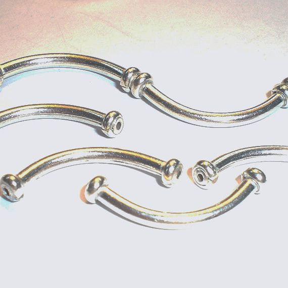 23mm Hill Tribe Curved Tubes Fine Silver 4 pcs. HT-283 - Royal Metals Jewelry Supply