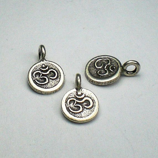 8.6mm OM Yoga Charm Karen Hill Tribe Fine Silver 3 pcs. HT-303