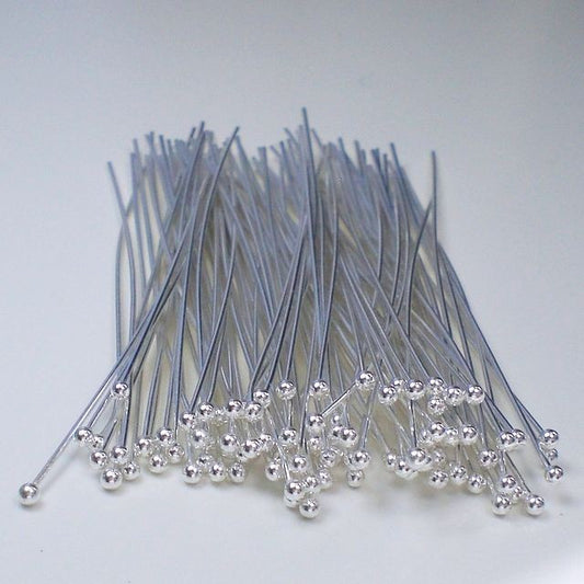 Ball Headpins 24 ga Sterling Silver 2 inch 50mm Head Pins HP-107