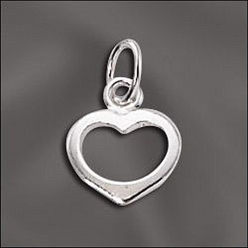  Open Heart Charm in Sterling Silver, Charms for