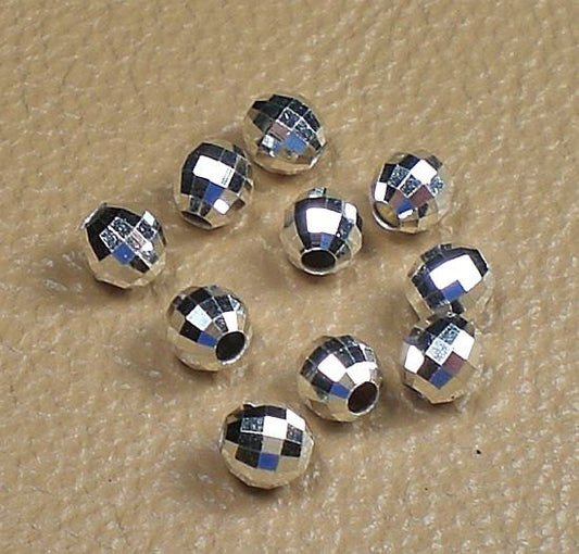 4mm Sterling Silver Mirror Beads Round 12 pcs S-136 - Royal Metals Jewelry Supply