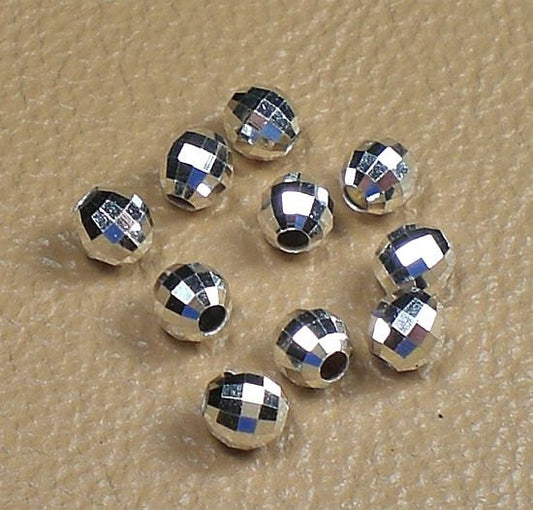 4mm Sterling Silver Mirror Beads Round 12 pcs S-136 - Royal Metals Jewelry Supply