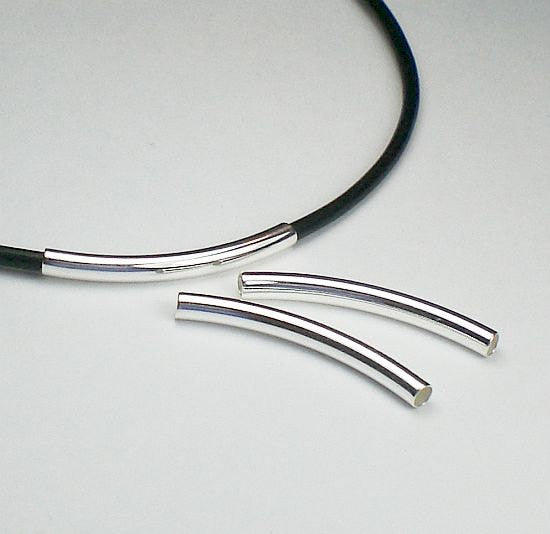Sterling Silver Curved Tubes 2.5mm x 25mm 3 Pieces