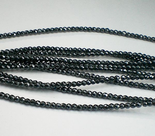 4mm  Faceted Hematite Round Beads 1/2 Strand - Royal Metals Jewelry Supply