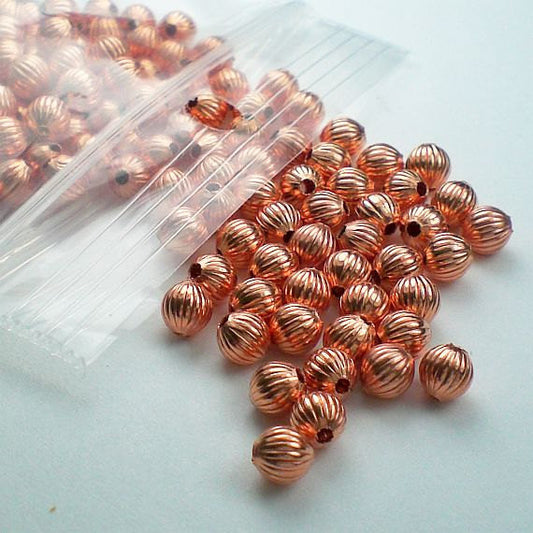 4mm Corrugated Solid Copper Beads 144 pcs. GC-185 - Royal Metals Jewelry Supply