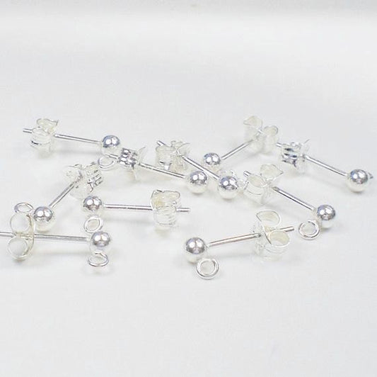 3mm Ball Post Earrings with Split Ring 925 Sterling Stud Earrings 5 PAIRS E-104 - Royal Metals Jewelry Supply