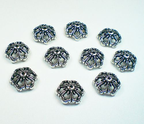 12mm Open Poppy Bead Caps Fine Silver or Copper Finish TierraCast 10 pcs. 94-5591 - Royal Metals Jewelry Supply