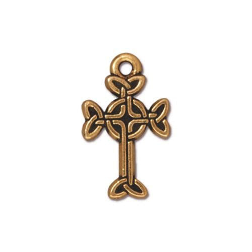 Medium Celtic Cross Charm Fine Silver or 22k Gold Finish TierraCast 4 pcs. 94-2193-12