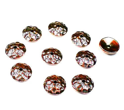 Rhodium, Gold or Copper Finish 9mm Hammered Large Textured Bead Caps Choose Your Finish 10 pcs. TierraCast 94-5663