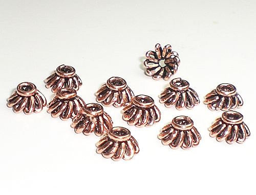 6mm Genuine Copper Bead Caps 12 pcs.  GC-162 - Royal Metals Jewelry Supply