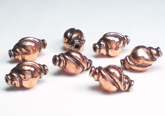 13mm Sea Shell Beads Genuine Copper Bead  7pcs. GC-228 - Royal Metals Jewelry Supply