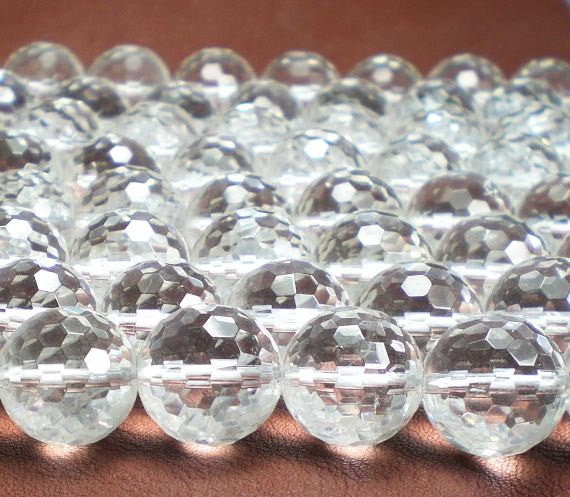 13mm Rock Quartz Beads Crystal Quartz Beads Disco Ball Faceted Quartz 5 pcs. - Royal Metals Jewelry Supply