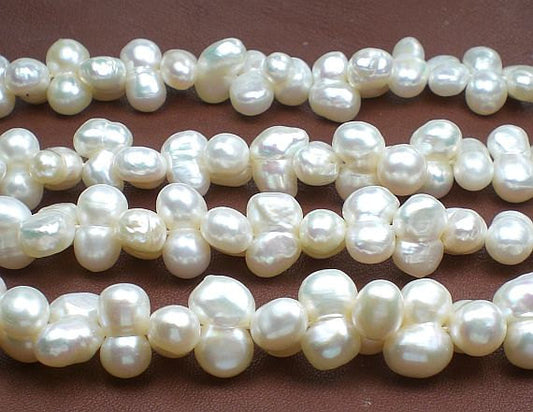 Double Baroque White Pearls 11-12mm 1 Strand