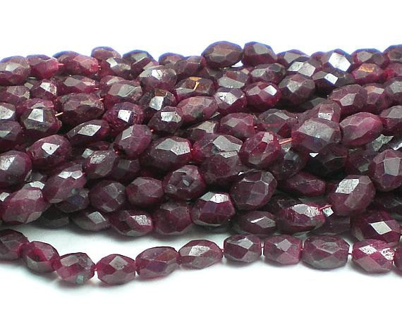 Red Ruby Bead Faceted Ruby Beads Faceted Oval Ruby