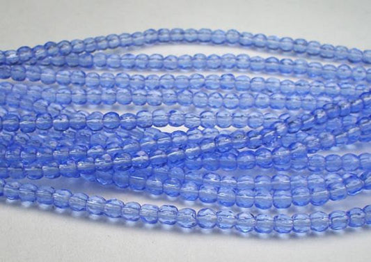 2mm Sapphire Blue Czech Glass Beads Fire Polished Faceted Beads 100 pcs 2mm/006 - Royal Metals Jewelry Supply