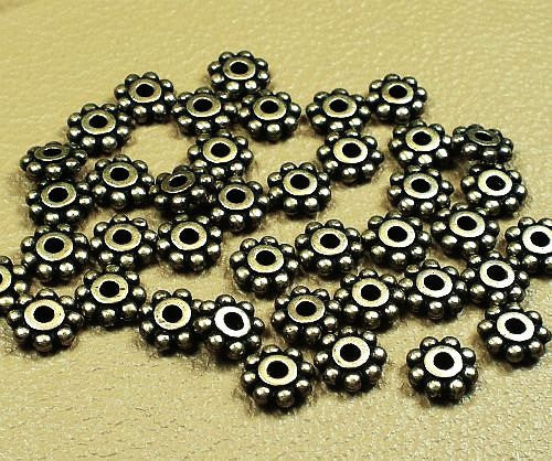 40 TierraCast 6mm Daisy Spacer Beads Brass Oxide or Blackened Pewter Finish TierraCast 93-0407 - Royal Metals Jewelry Supply