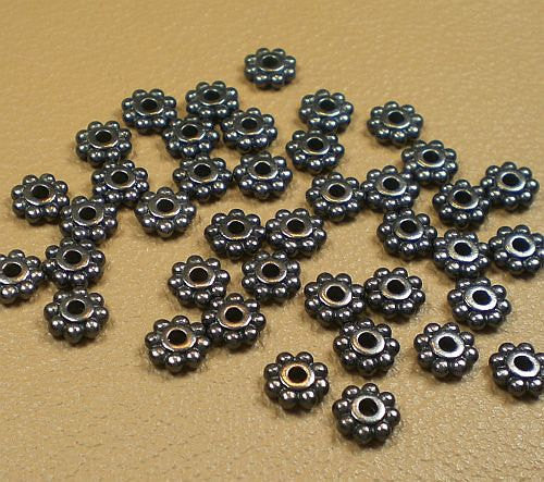 40 TierraCast 6mm Daisy Spacer Beads Brass Oxide or Blackened Pewter Finish TierraCast 93-0407 - Royal Metals Jewelry Supply