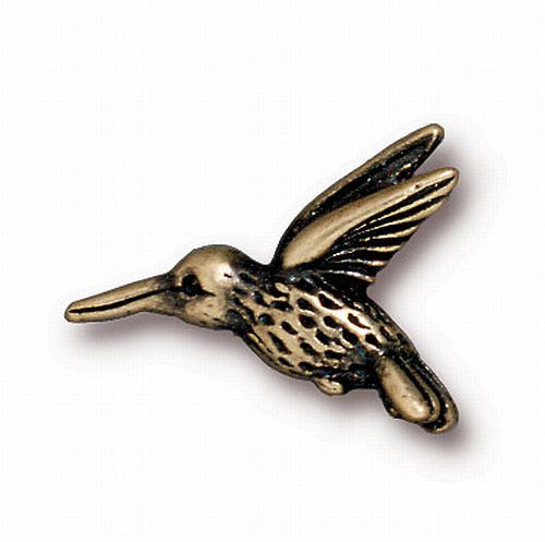 Blackened Pewter, Fine Silver, Brass Oxide or Copper Finish Humming Bird Beads Your Choice! 4 pcs. 94-5518
