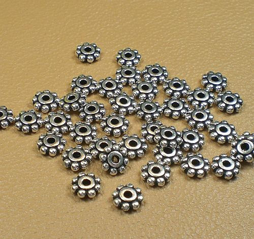 40 TierraCast 6mm Daisy Spacer Beads Brass Oxide or Blackened Pewter Finish TierraCast 93-0407 - Royal Metals Jewelry Supply
