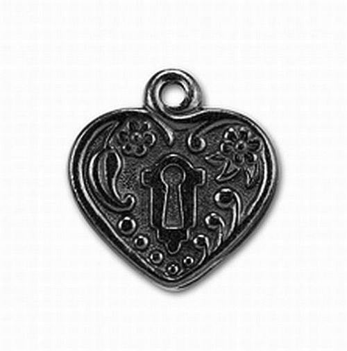 Gunmetal Heart Frame Picture Heart Frame Charm TierraCast Blackened Pewter Finish 2 pcs. 94-2343-13