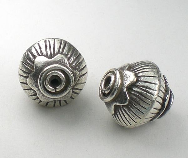 14mm Large Karen Hill Tribe Bead Silver Focal Bead Fine Silver HT-185 - Royal Metals Jewelry Supply