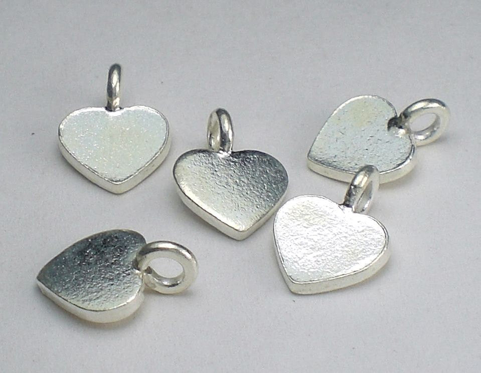 Fine Silver Heart Charms Karen Hill Tribe Thai Silver Stampable Blanks 3 pcs. HT-205