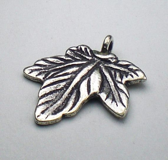 22mm Leaf Charm Pendant Karen Hill Tribe Fine Silver HT-195 - Royal Metals Jewelry Supply