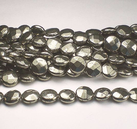 Pyrite Faceted Coin Beads 8 1/2 mm 16 Beads