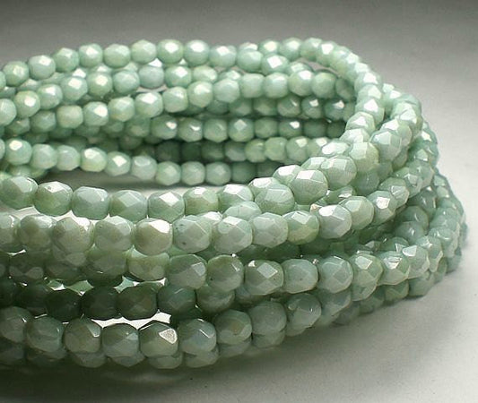 Czech Glass Light Olive Green Fire Polished Beads 100 pcs. 4mm/012