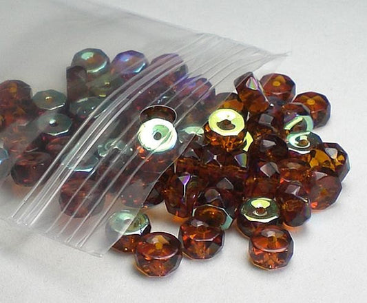Czech Crystal Rondelle Beads Faceted SMOKED TOPAZ AB Spacer Bead 3x6mm Jablonex Preciosa 60 pcs.